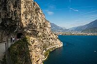 Cycle path and hiking trail, Via Ponale, Riva del Garda, Lake Garda, Trento, Trentino-Alto Adige, Italy [IBR124629522]