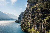 Cycle path and hiking trail, Via Ponale, Riva del Garda, Lake Garda, Trento, Trentino-Alto Adige, Italy [IBR124629524]