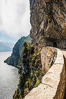 Cycle path and hiking trail, Via Ponale, Riva del Garda, Lake Garda, Trento, Trentino-Alto Adige, Italy [IBR124629526]