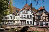 Half-timbered houses on a bridge in the old town of Ettlingen, Baden-W$00FCrttemberg, Germany [IBR124631250]