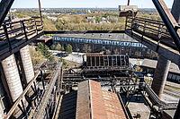 View of industrial plant structure with platforms and pipe systems from above, Duisburg, North Rhine-Westphalia, Germany [IBR124631256]