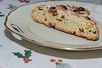 Dresden stollen on a plate, Krefeld, North Rhine-Westphalia, Germany [IBR124631264]