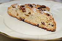 Dresden stollen on a plate, Krefeld, North Rhine-Westphalia, Germany [IBR124631269]