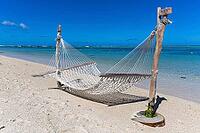 Hammock, cloud, sky, sea, sandy beach, nature, Le Morne, Mauritius [IBR124631275]