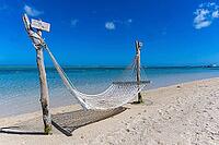 Hammock, cloud, sky, sea, sandy beach, nature, Le Morne, Mauritius [IBR124631277]