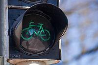 Green traffic light, symbol for bicycles, Germany [IBR124637721]