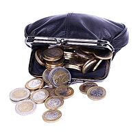 Purse full of coins on a white background [IBR124724871]