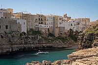 Polignano a Mare in Puglia, Italy, view of the old town and the Adriatic Sea, the Adriatic Sea, Volare [IBR124748881]