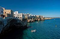 Polignano a Mare in Puglia, Italy, view of the old town and the Adriatic Sea, the Adriatic Sea, Volare [IBR124748883]