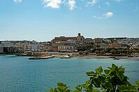 Port of Otranto in Puglia, Italy, view of the old town with cathedral, turquoise water, Adriatic sea [IBR124748885]
