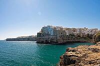Polignano a Mare in Puglia, Italy, view of the old town and the Adriatic Sea, the Adriatic Sea, Volare [IBR124748886]