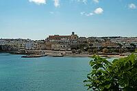 Port of Otranto in Puglia, Italy, view of the old town with cathedral, turquoise water, Adriatic sea [IBR124748888]