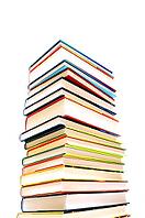 Stack of books against a white background [IBR124748900]