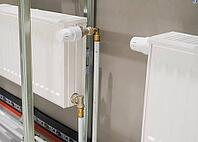 Heating radiators in a private house. installation of new radiators [IBR124748902]