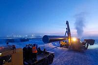 Night loading of pipeline, pipes on special trailers - disbands and bulk carriers [IBR124748919]
