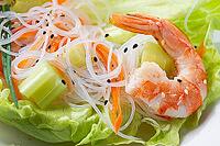 Vietnamese salad, glass noodles, with vegetables and shrimp, no people [IBR124748969]