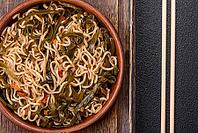 Food, Asian dish rice noodles with salt and spices on dark concrete background [IBR124773789]