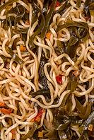 Food, Asian dish rice noodles with salt and spices on dark concrete background [IBR124773793]