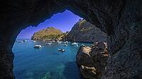 Cala Sa Calobra, Beaches of Sa Calobra, Natural Monument del Torrent de Pareis, Escorca, Mediterranean Sea, Paraje Natural de la Sierra de Tramuntana, UNESCO World Heritage Site, Mallorca, Islas Baleares, Spain [IBR124794804]