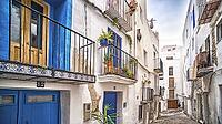 Traditional Architecture, Street Scene, Peñíscola, The Most Beautiful Villages in Spain, Costa de Azahar, Bajo Maestrazgo, Castellón, Comunidad Valenciana, Spain [IBR124794810]