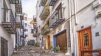 Traditional Architecture, Street Scene, Peñíscola, The Most Beautiful Villages in Spain, Costa de Azahar, Bajo Maestrazgo, Castellón, Comunidad Valenciana, Spain [IBR124794811]