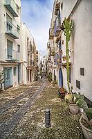 Traditional Architecture, Street Scene, Peñíscola, The Most Beautiful Villages in Spain, Costa de Azahar, Bajo Maestrazgo, Castellón, Comunidad Valenciana, Spain [IBR124794812]