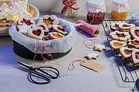 Homebaked Christmas Cookies With fruit Jam filling and Icing Sugar [IBR124817856]