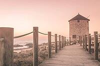 Old traditional wind-mill in sand-hills of Apulia Portugal [IBR124817890]