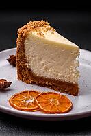 Food, Delicious sweet cheesecake cake on textured concrete background. Delicious breakfast dessert [IBR124842018]
