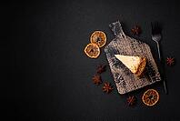 Food, Delicious sweet cheesecake cake on textured concrete background. Delicious breakfast dessert [IBR124842021]