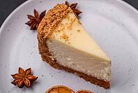 Food, Delicious sweet cheesecake cake on textured concrete background. Delicious breakfast dessert [IBR124842045]