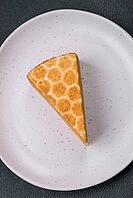 Food, Delicious fresh sweet honey cake layer cake with white cream on textured concrete background [IBR124842095]