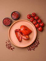 Grilled red bell peppers, vegetarian food. Red bell peppers as a food background for your design [IBR124865251]