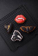Halloween cookies, sweets, or gingerbread, a cat, a bat, and a hat. Halloween cookies as a backdrop for your design [IBR124865266]