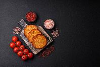 Potato hash browns, a cooked vegetable breakfast food. Potato hash browns as a food background for your design [IBR124865324]