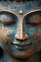 Traditional Buddha statue in a garden, Buddhism, meditation, generative AI, AI generated [IBR124891309]