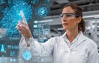 Symbolic photo, use of technology and artificial intelligence in medicine and research, for diagnosis, analysis, treatment, technology innovation, generative AI, AI generated [IBR124891310]