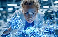 Symbolic photo, use of technology and artificial intelligence in medicine and research, for diagnosis, analysis, treatment, technology innovation, generative AI, AI generated [IBR124891313]