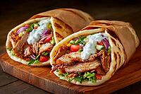 Traditional Greek Gyro Pita, Generative AI, AI Generated [IBR124891325]