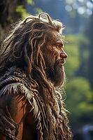 Stone Age Man, Stone Age Man in Nature, Generative AI, AI Generated [IBR124891336]