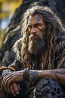 Stone Age Man, Stone Age Man in Nature, Generative AI, AI Generated [IBR124891337]