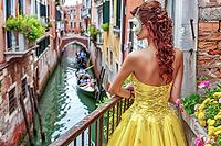 Mysteriously masked woman at carnival in Venice, Italy, Generative AI, AI generated [IBR124891348]