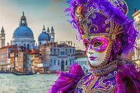 Mysteriously masked woman at carnival in Venice, Italy, Generative AI, AI generated [IBR124891366]