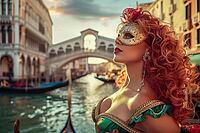 Mysteriously masked woman at carnival in Venice, Italy, Generative AI, AI generated [IBR124891367]