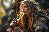 Neanderthal woman from the Stone Age, Generative AI, AI generated [IBR124891372]