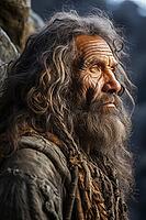 Stone Age Man, Stone Age Man in Nature, Generative AI, AI Generated [IBR124891373]