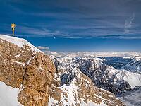 Summit cross on the Zugspitze, the highest mountain in Germany [IBR124898941]