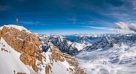 Summit cross on the Zugspitze, the highest mountain in Germany [IBR124898942]