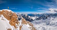 Summit cross on the Zugspitze, the highest mountain in Germany [IBR124898943]