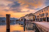 Evening on the Lungolago lakeside promenade in Salo on Lake Garda, Lago di Garda, Lombardy, Italy [IBR124898955]